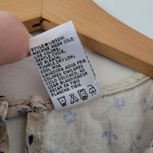 Vintage Studio Ease Linen Blend Dress Neutral Blue Floral Print Sleeveless 4P - Picture 5 of 10